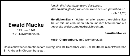 Anzeige von Ewald Macke von OM-Medien