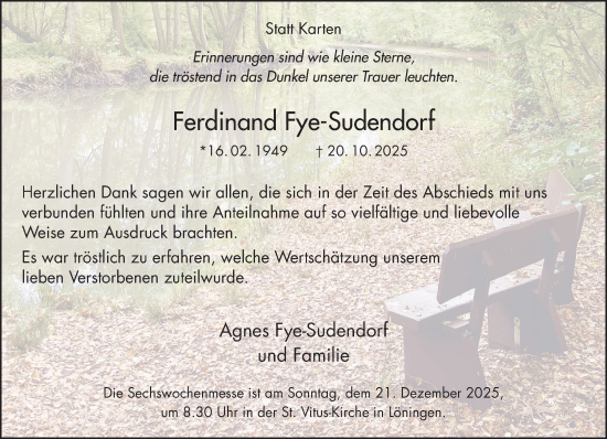 Anzeige von Ferdinand Fye-Sudendorf von OM-Medien