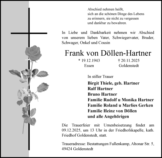 Anzeige von Frank von Döllen-Hartner von OM-Medien