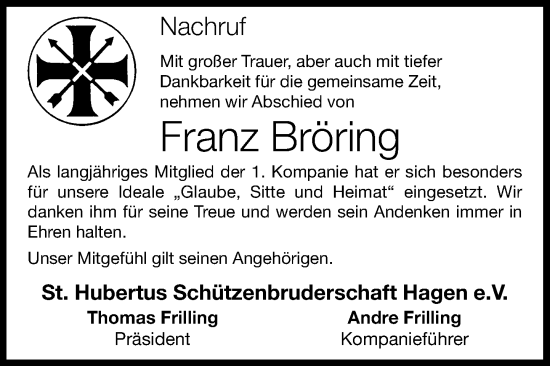 Anzeige von Franz Bröring von OM-Medien