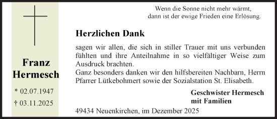 Anzeige von Franz Hermesch von OM-Medien