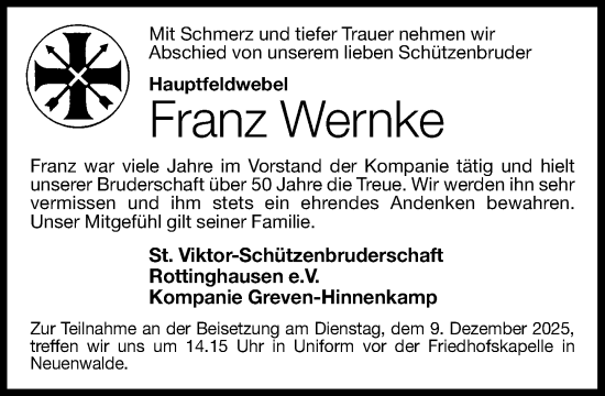 Anzeige von Franz Wernke von OM-Medien