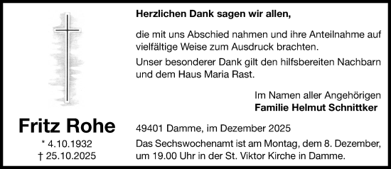 Anzeige von Fritz Rohe von OM-Medien
