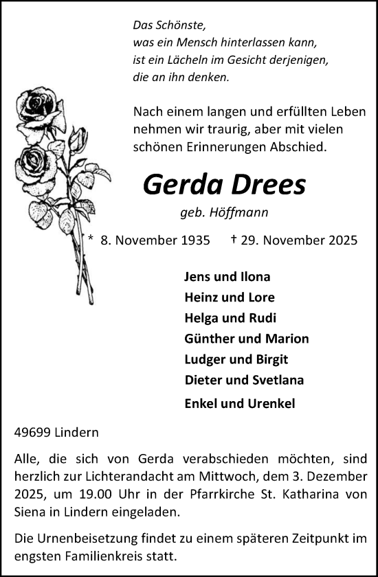 Anzeige von Gerda Drees von OM-Medien