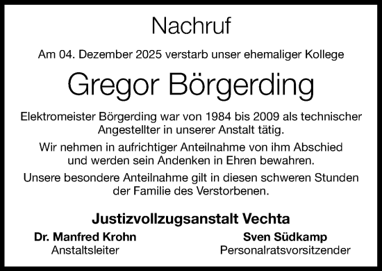 Anzeige von Gregor Börgerding von OM-Medien