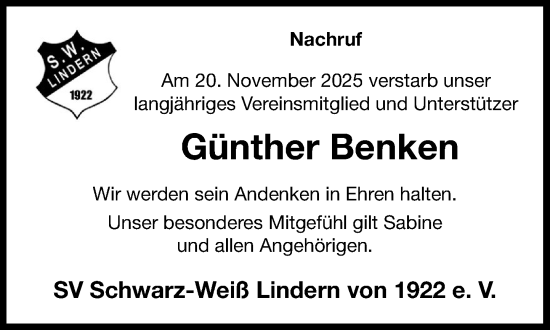 Anzeige von Günther Benken von OM-Medien