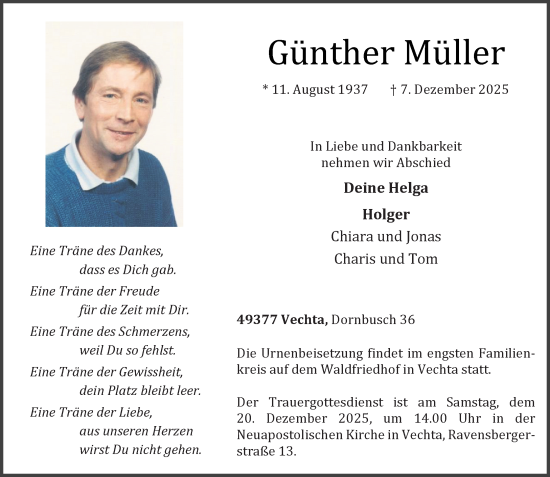 Anzeige von Günther Müller von OM-Medien