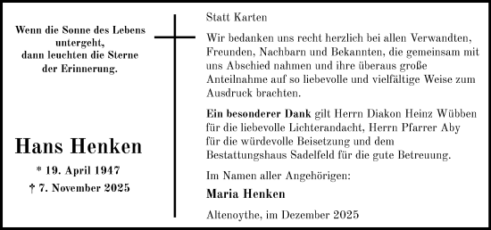 Anzeige von Hans Henken von OM-Medien