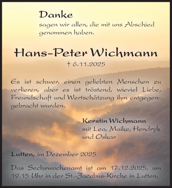 Anzeige von Hans-Peter Wichmann von OM-Medien