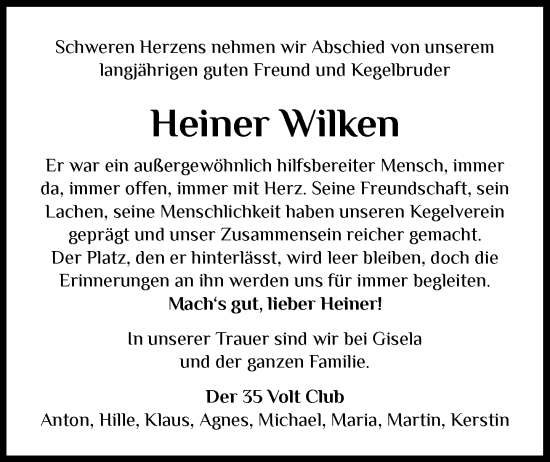 Anzeige von Heiner Wilken von OM-Medien