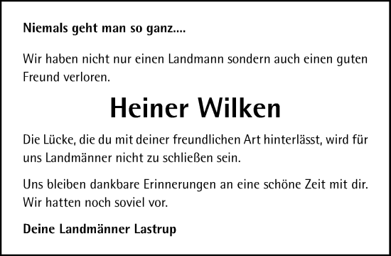 Anzeige von Heiner Wilken von OM-Medien