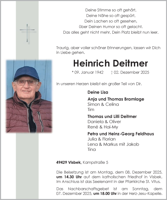 Anzeige von Heinrich Deitmer von OM-Medien