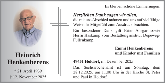 Anzeige von Heinrich Henkenberens von OM-Medien