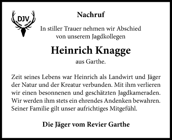 Anzeige von Heinrich Knagge von OM-Medien