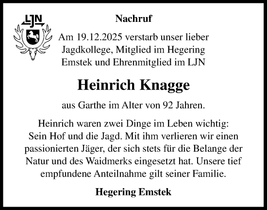 Anzeige von Heinrich Knagge von OM-Medien