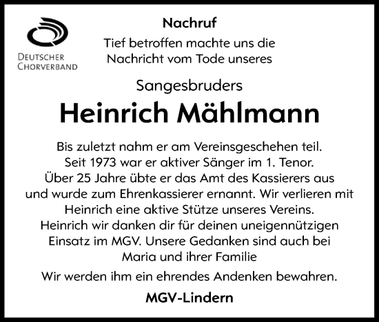 Anzeige von Heinrich Mählmann von OM-Medien