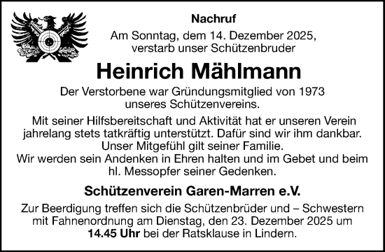 Anzeige von Heinrich Mählmann von OM-Medien