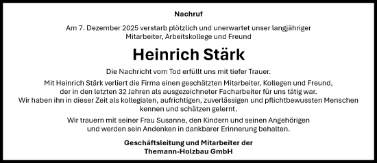 Anzeige von Heinrich Stärk von OM-Medien