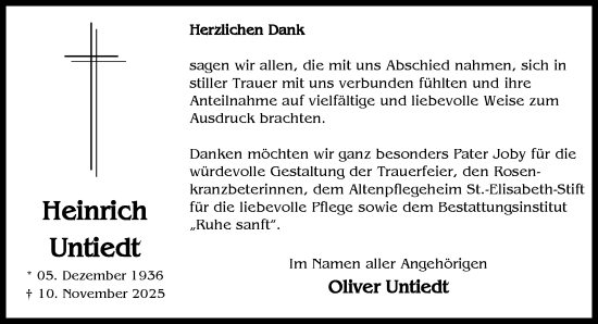 Anzeige von Heinrich Untiedt von OM-Medien