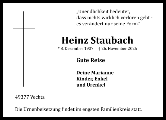 Anzeige von Heinz Staubach von OM-Medien