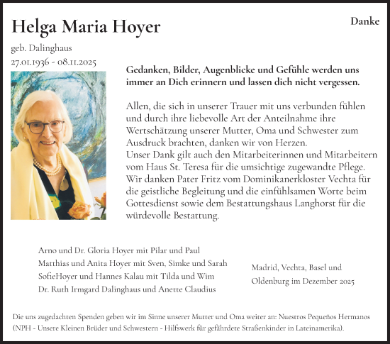 Anzeige von Helga Maria Hoyer von OM-Medien