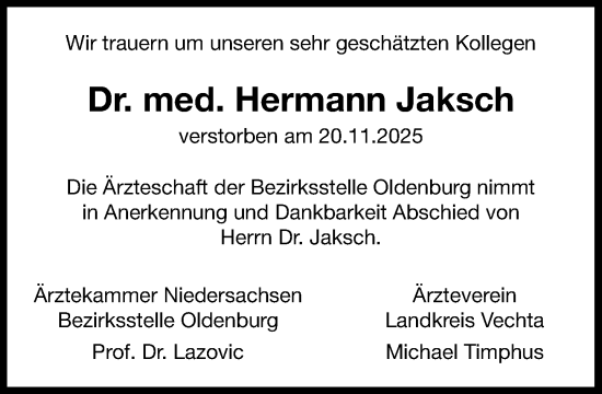 Anzeige von Hermann Jaksch von OM-Medien