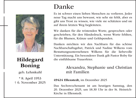 Anzeige von Hildegard Boning von OM-Medien