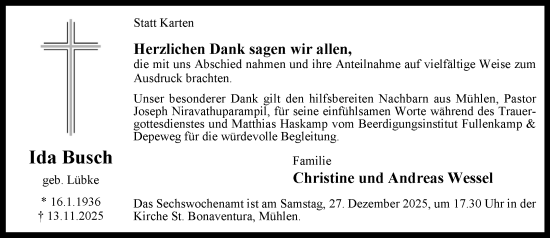 Anzeige von Ida Busch von OM-Medien