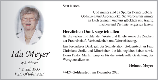 Anzeige von Ida Meyer von OM-Medien