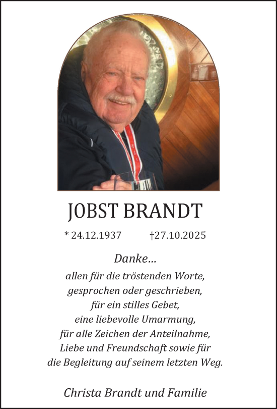 Anzeige von Jobst Brandt von OM-Medien