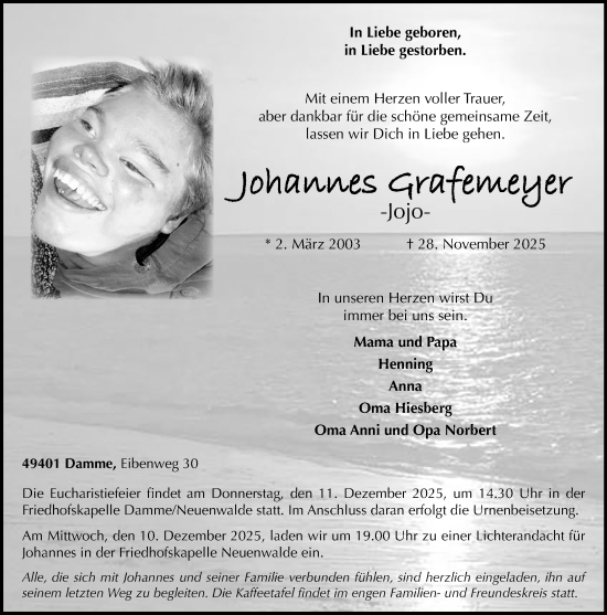 Anzeige von Johannes Grafemeyer von OM-Medien