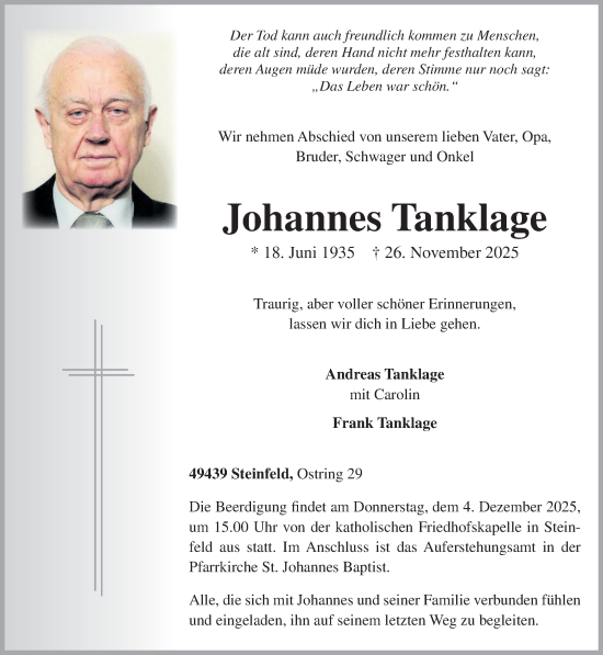 Anzeige von Johannes Tanklage von OM-Medien