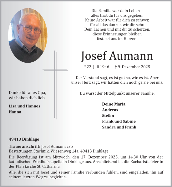 Anzeige von Josef Aumann von OM-Medien