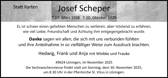 Anzeige von Josef Scheper von OM-Medien