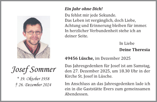 Anzeige von Josef Sommer von OM-Medien