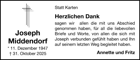 Anzeige von Joseph Middendorf von OM-Medien