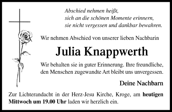 Anzeige von Julia Knappwerth von OM-Medien