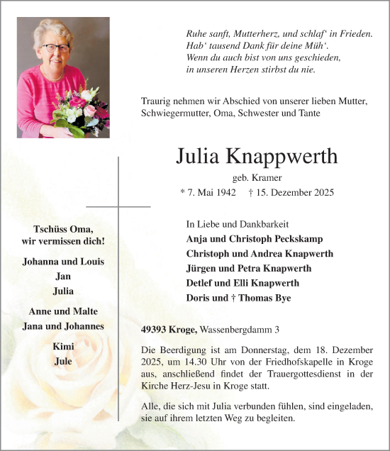 Anzeige von Julia Knappwerth von OM-Medien