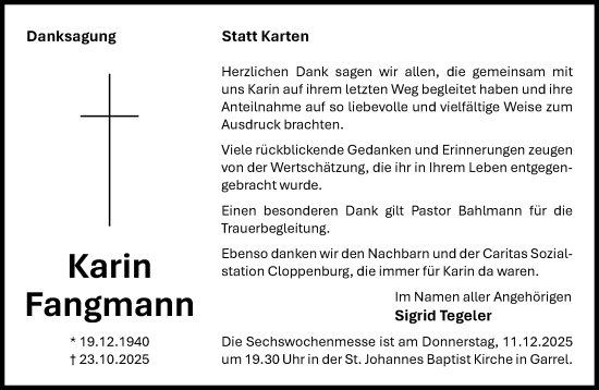 Anzeige von Karin Fangmann von OM-Medien