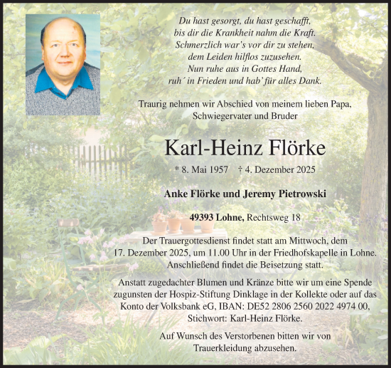 Anzeige von Karl-Heinz Flörke von OM-Medien