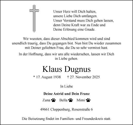 Anzeige von Klaus Dugnus von OM-Medien