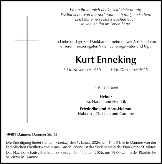 Anzeige von Kurt Enneking von OM-Medien