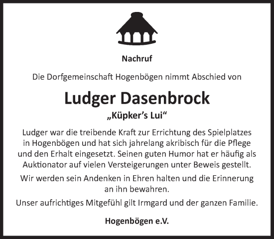 Anzeige von Ludger Dasenbrock von OM-Medien
