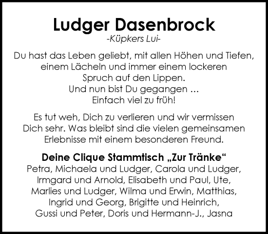 Anzeige von Ludger Dasenbrock von OM-Medien