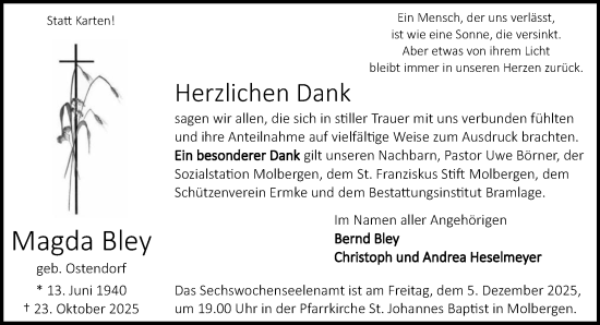 Anzeige von Magda Bley von OM-Medien