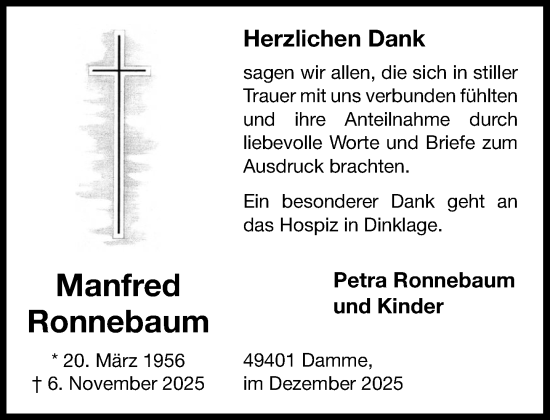 Anzeige von Manfred Ronnebaum von OM-Medien