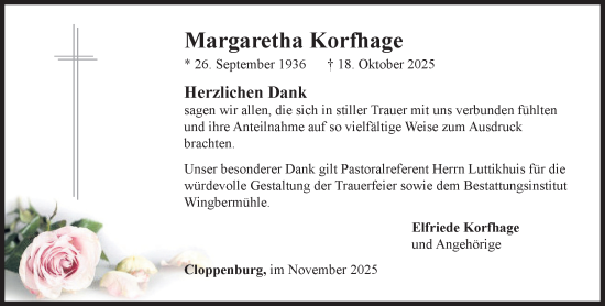 Anzeige von Margaretha Korfhage von OM-Medien