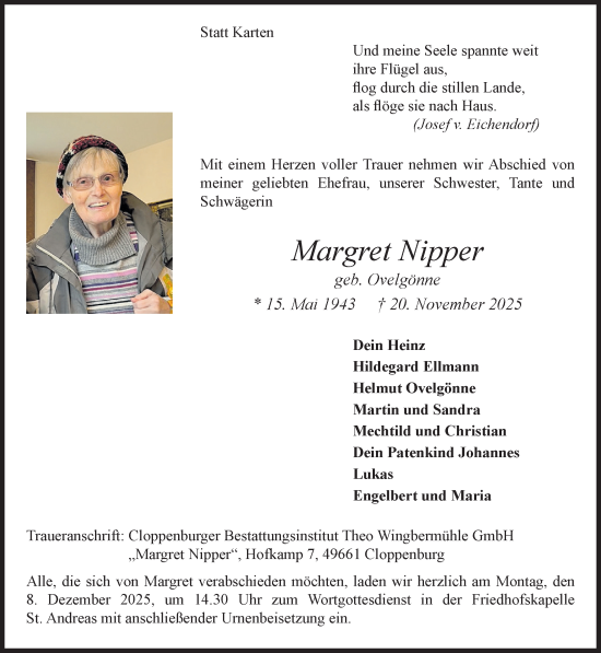 Anzeige von Margret Nipper von OM-Medien