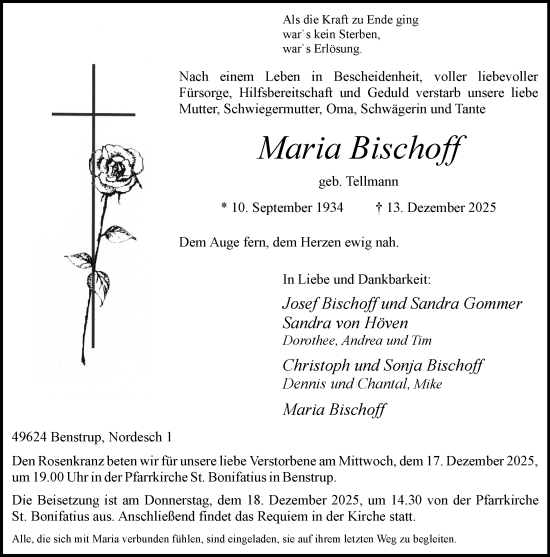 Anzeige von Maria Bischoff von OM-Medien
