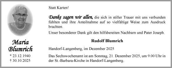 Anzeige von Maria Blumrich von OM-Medien